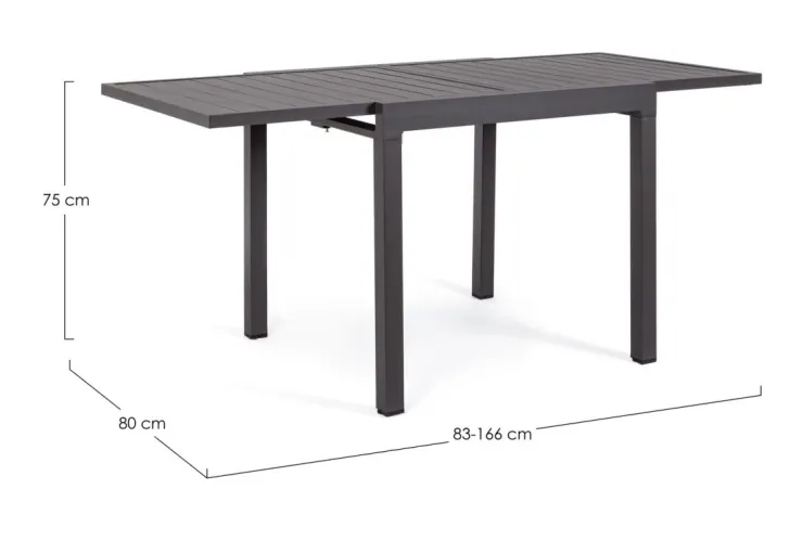 Tavoli>Bizzotto TAVOLO IN ALLUMINIO 83/166X80 ANTRACITE YK13 - PELAGIUS