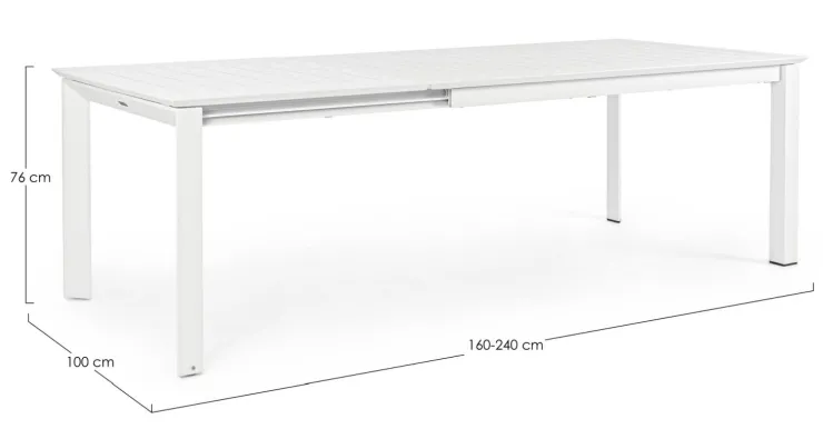 Tavoli>Bizzotto TAVOLO IN ALLUMINIO 160/240X100 BIANCO CX21 - KONNOR