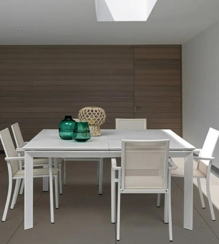 Tavoli>Bizzotto TAVOLO IN ALLUMINIO 110/160X160 BIANCO CX21 - KONNOR