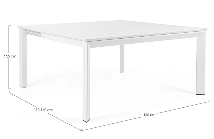 Tavoli>Bizzotto TAVOLO IN ALLUMINIO 110/160X160 BIANCO CX21 - KONNOR