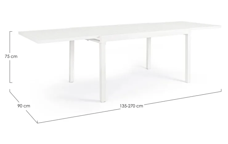 Tavoli>Bizzotto TAVOLO IN ALLUMINIO 135/270X90 BIANCO YK11 - PELAGIUS