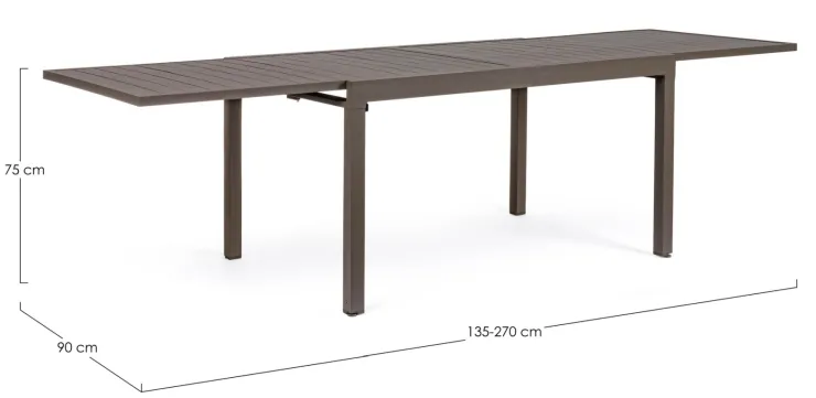 Tavoli>Bizzotto TAVOLO IN ALLUMINIO 135-270X90 COFFEE YK14 - PELAGIUS